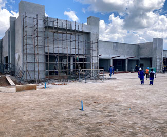 Front facade under construction